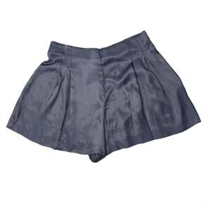 Zara Women's Sz XL Navy Satin High Waist Pleated Shorts (1918)